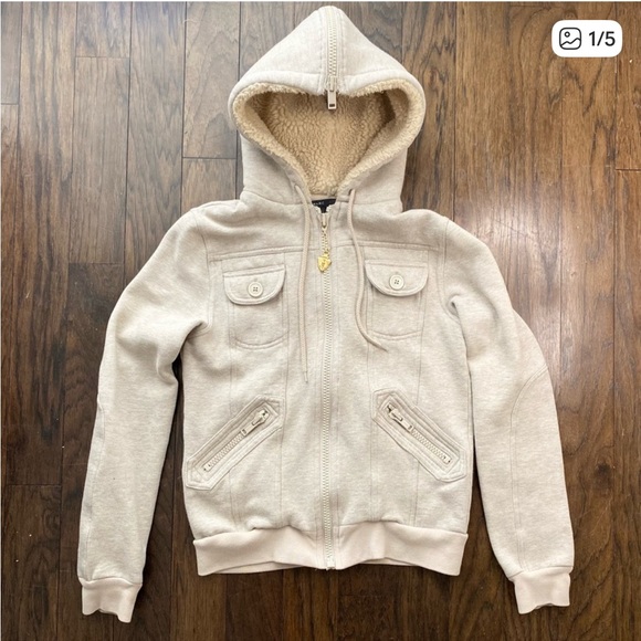 Y2K Bella Swan style Marc by Marc Jacobs zip hoodie with sherpa hood XS - Picture 1 of 1